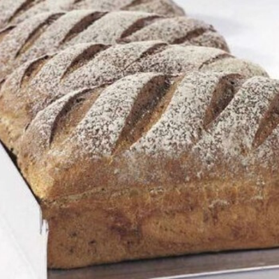 Traditional bread in a loaf pan