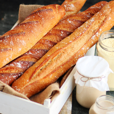 Slow fermentation cool raised baguette