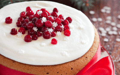 New Year’s Day Cake with fresh cream and caramelized almonds