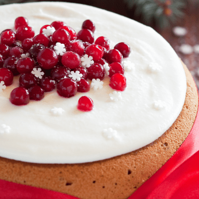 New Year’s Day Cake with fresh cream and caramelized almonds