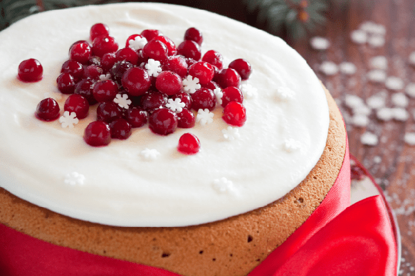 New Year’s Day Cake with fresh cream and caramelized almonds