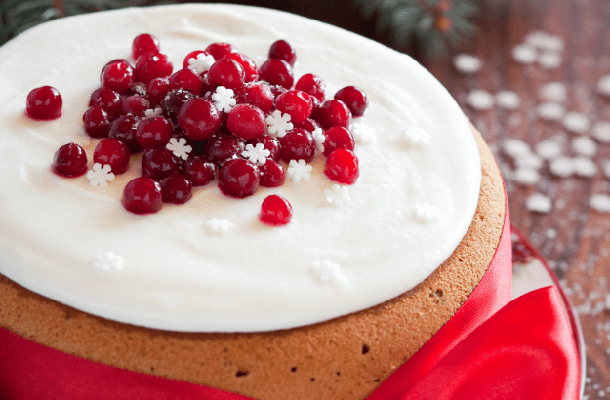 New Year’s Day Cake with fresh cream and caramelized almonds
