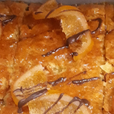 Orange traybake with puff pastry