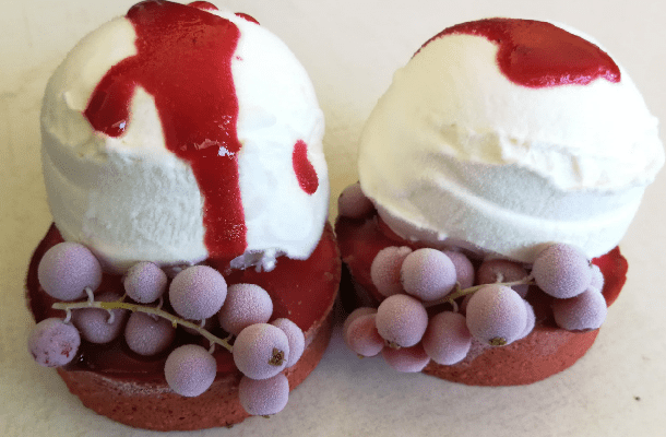 Red Velvet Tart with Yogurt Ice Cream