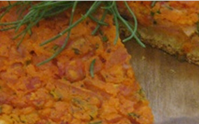 Red pepper paste & bacon tart
